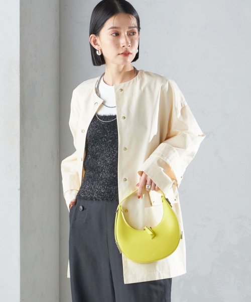 〈撥水加工/手洗い可能〉綿 ナイロン ギャバ ノーカラー ミディ コート 24SS ◇ 