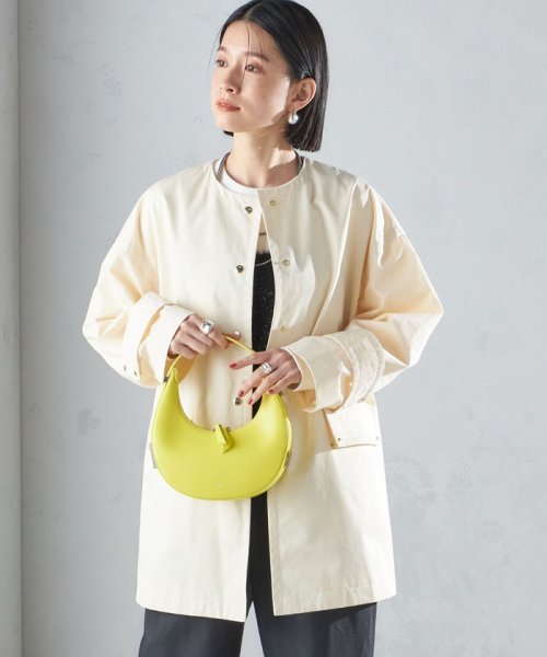 〈撥水加工/手洗い可能〉綿 ナイロン ギャバ ノーカラー ミディ コート 24SS ◇ 