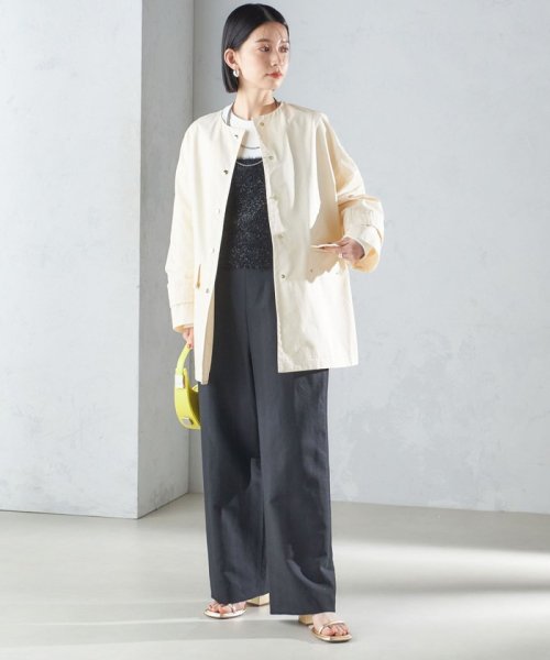 〈撥水加工/手洗い可能〉綿 ナイロン ギャバ ノーカラー ミディ コート 24SS ◇ 