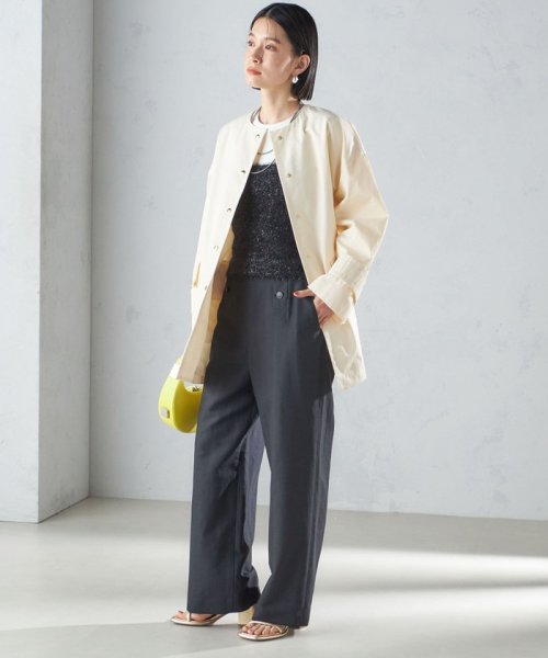 〈撥水加工/手洗い可能〉綿 ナイロン ギャバ ノーカラー ミディ コート 24SS ◇ 