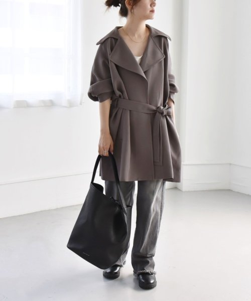 quaranciel:〈洗濯機可能〉ダブルクロス ハーフ トレンチ ジャケット コート C1447179758(11011円)