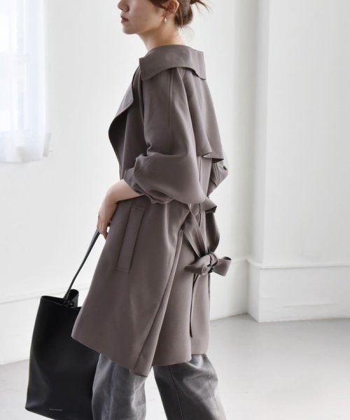 quaranciel:〈洗濯機可能〉ダブルクロス ハーフ トレンチ ジャケット コート C1447179758(11011円)