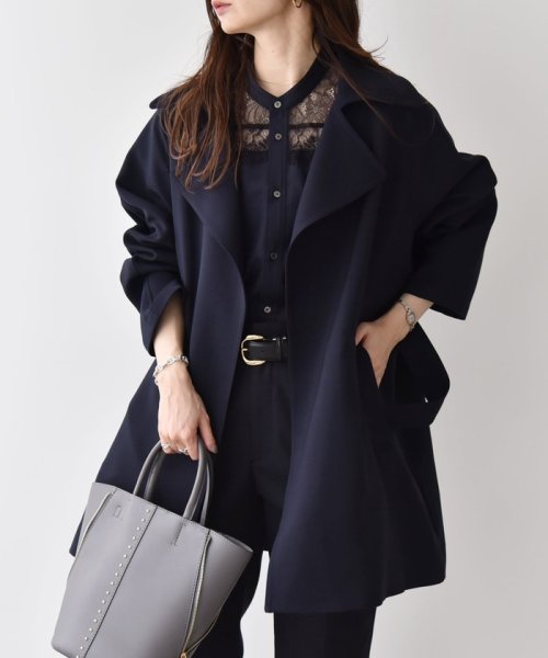 quaranciel:〈洗濯機可能〉ダブルクロス ハーフ トレンチ ジャケット コート C1447179758(11011円)