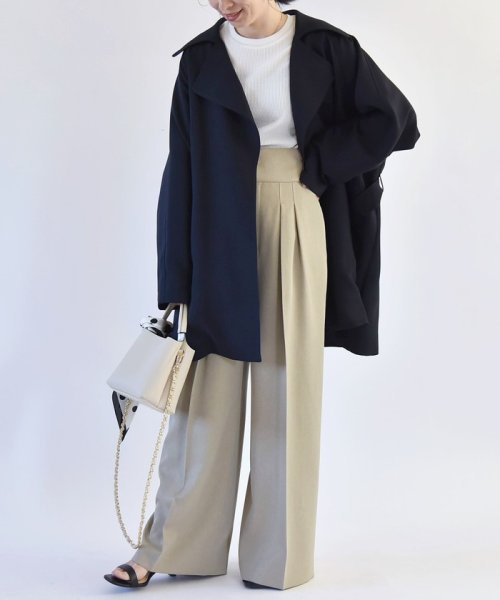 quaranciel:〈洗濯機可能〉ダブルクロス ハーフ トレンチ ジャケット コート C1447179758(11011円)