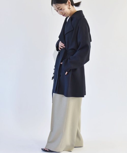 quaranciel:〈洗濯機可能〉ダブルクロス ハーフ トレンチ ジャケット コート C1447179758(11011円)