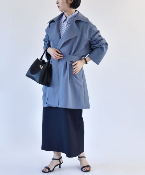 quaranciel:〈洗濯機可能〉ダブルクロス ハーフ トレンチ ジャケット コート C1447179758(11011円)