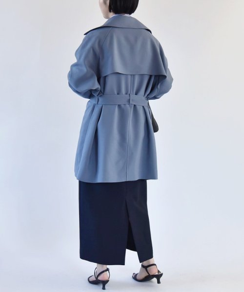 quaranciel:〈洗濯機可能〉ダブルクロス ハーフ トレンチ ジャケット コート C1447179758(11011円)