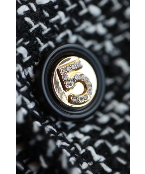 引き立て合うキルティングとツイードのマリアージュブルゾン 