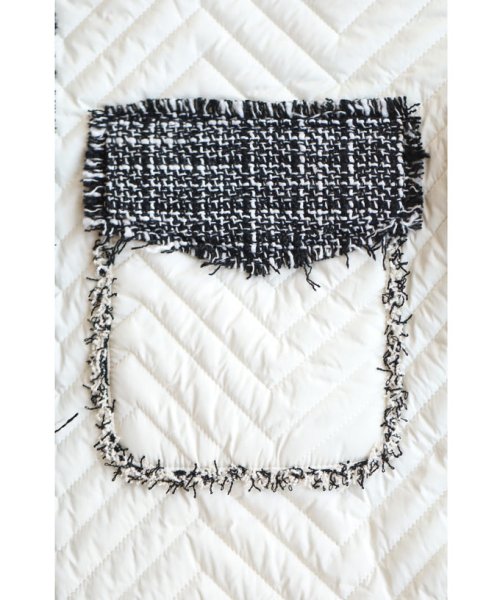 引き立て合うキルティングとツイードのマリアージュブルゾン 