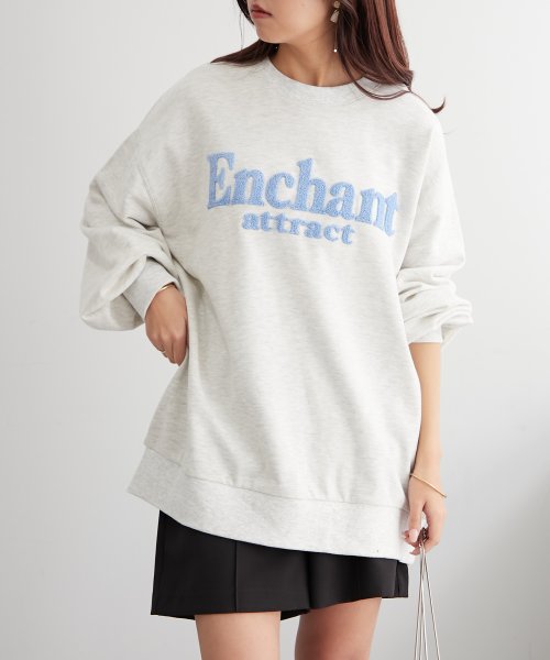 NICE CLAUP OUTLET(ナイスクラップ　アウトレット)/サガラ刺繍ロゴスウェット ゆったり レディース トップス カットソー/img14