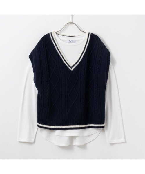 MAC HOUSE(kid's)(マックハウス（キッズ）)/NAVY ネイビー ニットベストアンサンブル MH645－801/img11