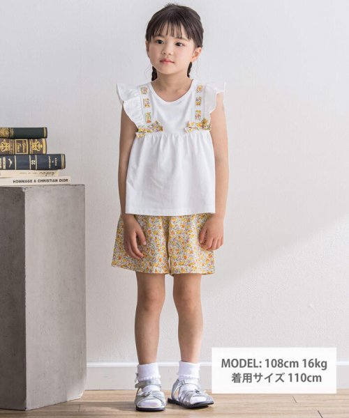 BeBe Petits Pois Vert(ベベ プチ ポワ ヴェール)/花柄リボンTシャツ+パンツセット(95~150cm)/img01