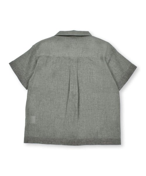 BeBe Petits Pois Vert(ベベ プチ ポワ ヴェール)/麻混裾配色パッチ半袖シャツ(95~150cm)/img06