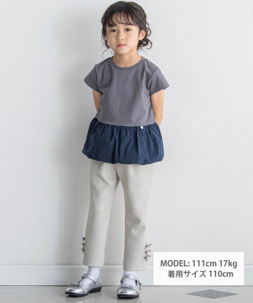 BeBe Petits Pois Vert(ベベ プチ ポワ ヴェール)/裾リボンポンチタックロングパンツ(95~150cm)/img04