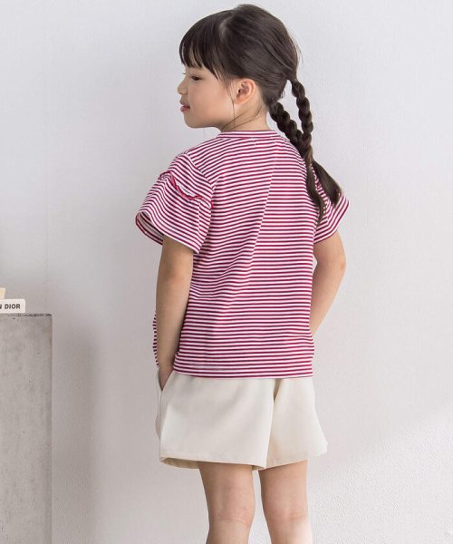 BeBe Petits Pois Vert(ベベ プチ ポワ ヴェール)/ボーダーフリルロゴTシャツ(95~150cm)/img03