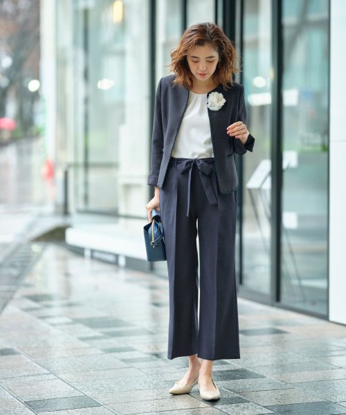 S604☆新品同様 ぬる 組曲パンツ スカートスーツ 3点セット S2 S1 ビジネス 