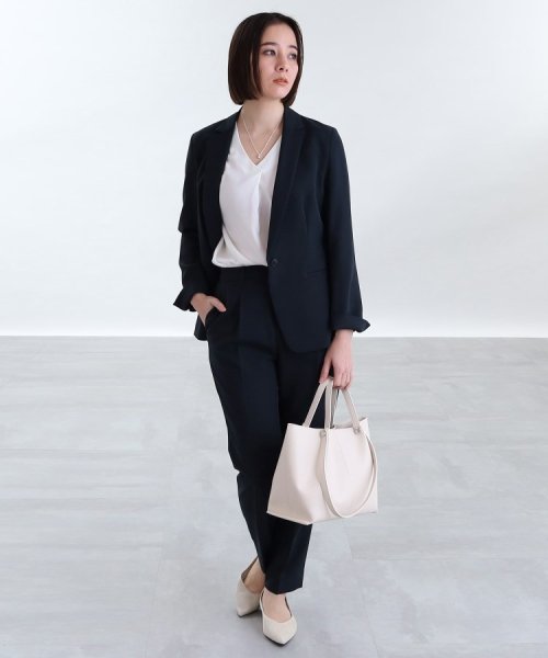 セール】【定番スーツ／UVケア／接触冷感／洗える】ウール調テーラード  