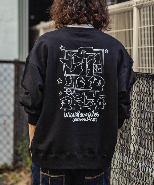 Mark Gonzales(Mark Gonzales)/MARK GONZALES ARTWORK COLLECTION(マーク ゴンザレス)バックプリントクルーネックプルオーバー/3type/5colors/img66