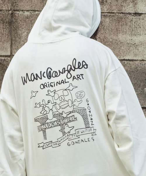 Mark Gonzales(Mark Gonzales)/MARK GONZALES ARTWORK COLLECTION(マーク ゴンザレス)バックプリントプルパーカー/2type/5colors/img03