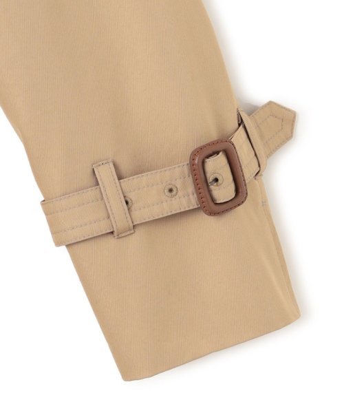 コットンポリエステルギャバジン ロング トレンチコート 