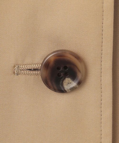 コットンポリエステルギャバジン ロング トレンチコート 