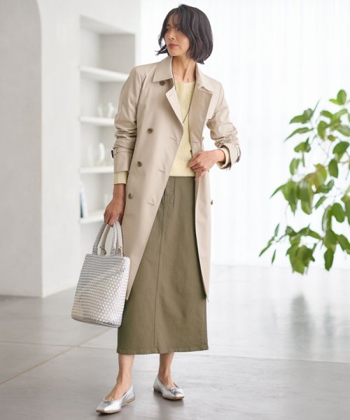 コットンポリエステルギャバジン ロング トレンチコート ロング コットンポリエステルギャバジン トレンチコート Y2194824068(16731円)