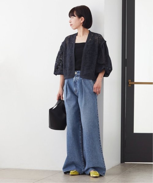 コットンレース ノーカラージャケット VERMEIL par