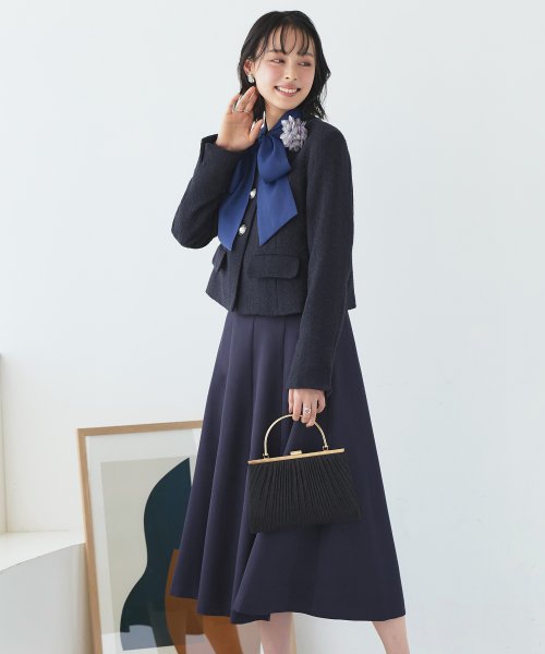 【選べるスカートシルエット】ツイードジャケット＆フレア/マーメイドスカートセットアップスーツ(SU1329) ジャケット 選べるスカートシルエット ツイードジャケット＆フレア/マーメイドスカートセットアップスーツ SU1329 7号 9号 11号 13号 15号 スカート Skirt ITEMはこちらAtype：トップス Btype：トップス 開き具開き具は左脇のファスナー ホックです ウエストゴム後ろウエストはゴム仕様で楽な着心地です 総丈/ウエスト/ヒップS 表　地：ポリエステル 3％裏　地：ポリエステル 100％ ポリエステル 95％　ポリウレタン