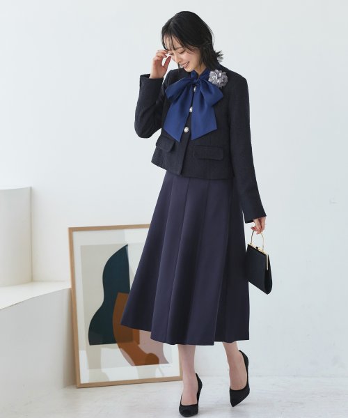 【選べるスカートシルエット】ツイードジャケット＆フレア/マーメイドスカートセットアップスーツ(SU1329) ジャケット 選べるスカートシルエット ツイードジャケット＆フレア/マーメイドスカートセットアップスーツ SU1329 7号 9号 11号 13号 15号 スカート Skirt ITEMはこちらAtype：トップス Btype：トップス 開き具開き具は左脇のファスナー ホックです ウエストゴム後ろウエストはゴム仕様で楽な着心地です 総丈/ウエスト/ヒップS 表　地：ポリエステル 3％裏　地：ポリエステル 100％ ポリエステル 95％　ポリウレタン