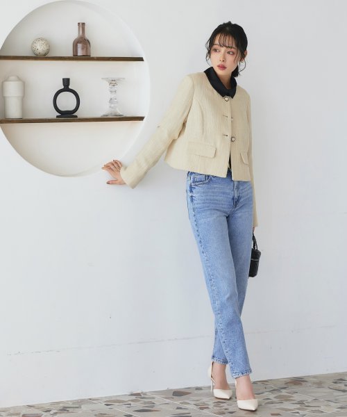 【選べるスカートシルエット】ツイードジャケット＆フレア/マーメイドスカートセットアップスーツ(SU1329) ジャケット 選べるスカートシルエット ツイードジャケット＆フレア/マーメイドスカートセットアップスーツ SU1329 7号 9号 11号 13号 15号 スカート Skirt ITEMはこちらAtype：トップス Btype：トップス 開き具開き具は左脇のファスナー ホックです ウエストゴム後ろウエストはゴム仕様で楽な着心地です 総丈/ウエスト/ヒップS 表　地：ポリエステル 3％裏　地：ポリエステル 100％ ポリエステル 95％　ポリウレタン