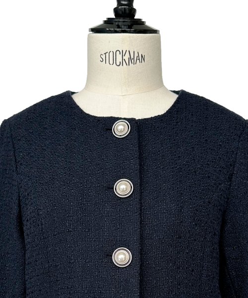 【選べるスカートシルエット】ツイードジャケット＆フレア/マーメイドスカートセットアップスーツ(SU1329) ジャケット 選べるスカートシルエット ツイードジャケット＆フレア/マーメイドスカートセットアップスーツ SU1329 7号 9号 11号 13号 15号 スカート Skirt ITEMはこちらAtype：トップス Btype：トップス 開き具開き具は左脇のファスナー ホックです ウエストゴム後ろウエストはゴム仕様で楽な着心地です 総丈/ウエスト/ヒップS 表　地：ポリエステル 3％裏　地：ポリエステル 100％ ポリエステル 95％　ポリウレタン