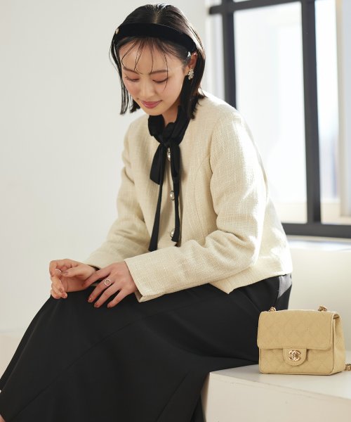 【選べるスカートシルエット】ツイードジャケット＆フレア/マーメイドスカートセットアップスーツ(SU1329) ジャケット 選べるスカートシルエット ツイードジャケット＆フレア/マーメイドスカートセットアップスーツ SU1329 7号 9号 11号 13号 15号 スカート Skirt ITEMはこちらAtype：トップス Btype：トップス 開き具開き具は左脇のファスナー ホックです ウエストゴム後ろウエストはゴム仕様で楽な着心地です 総丈/ウエスト/ヒップS 表　地：ポリエステル 3％裏　地：ポリエステル 100％ ポリエステル 95％　ポリウレタン