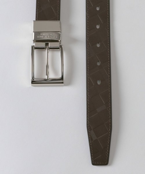 エンボスクレストブリッジチェックリバーシブルベルト 