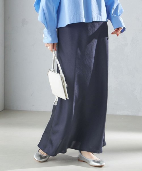 〈手洗い可能〉バイアス サテン マーメイド スカート 