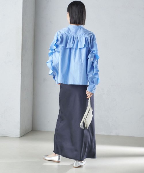 〈手洗い可能〉バイアス サテン マーメイド スカート 