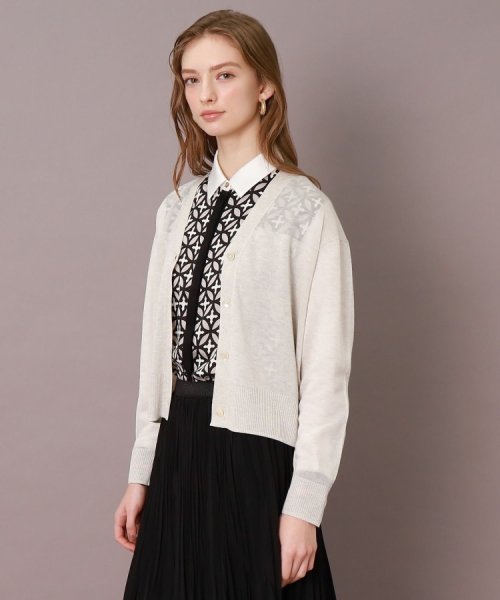 【着回し◎/トレンド】シアーコンビカーディガン 商品説明【さりげないシアー感が着回しやすいショートカーディガン】袖と身頃の上部をシアーに編み立てたショートカーディガン。共糸でシームレスに QGW1309515900(10010円)