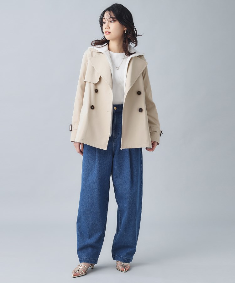 【人気急上昇！／撥水／UV】Aライン ショートトレンチコート新品タグ付き 人気急上昇！／撥水／UV】Aライン ショートトレンチコート