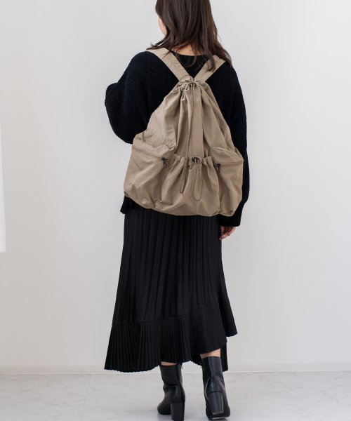 巾着ナイロンリュックサック【aroco/アロコ】レディース おしゃれ 軽量 大容量 ユニセックス a4 クッション材入りポケット ノートPC 軽量 アウトドア 人気・おすすめ｜省スペース設計・旅行向けにおすすめ お得商品 プライバシー配送 翌日お届け対応