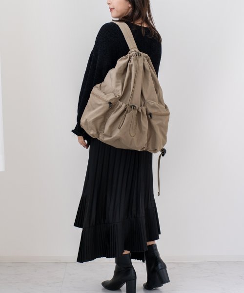 巾着ナイロンリュックサック【aroco/アロコ】レディース おしゃれ 軽量 大容量 ユニセックス a4 クッション材入りポケット ノートPC 軽量 アウトドア 人気・おすすめ｜省スペース設計・旅行向けにおすすめ お得商品 プライバシー配送 翌日お届け対応