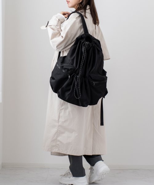 巾着ナイロンリュックサック【aroco/アロコ】レディース おしゃれ 軽量 大容量 ユニセックス a4 クッション材入りポケット ノートPC 軽量 アウトドア 人気・おすすめ｜省スペース設計・旅行向けにおすすめ お得商品 プライバシー配送 翌日お届け対応