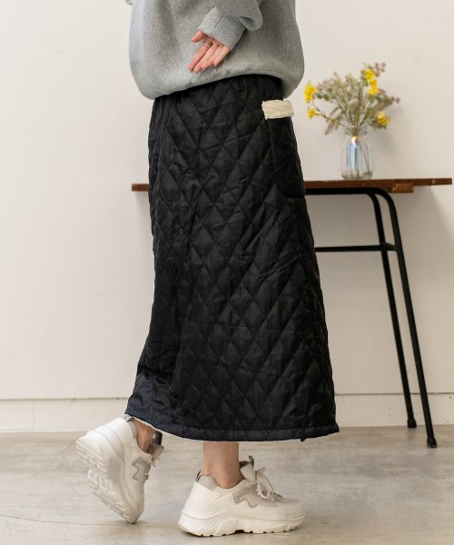 セール】裏ボアキルティング巻きスカート 巻きスカート 2way  