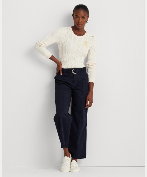 ボタントリム ケーブルニット コットン セーター Ralph Cotton TM