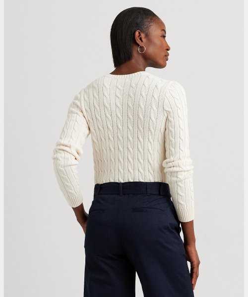ボタントリム ケーブルニット コットン セーター Ralph Cotton TM