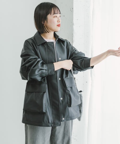 ITEMS URBANRESEARCH(アイテムズ アーバンリサーチ（レディース）)/フェイクレザージャケット/img03