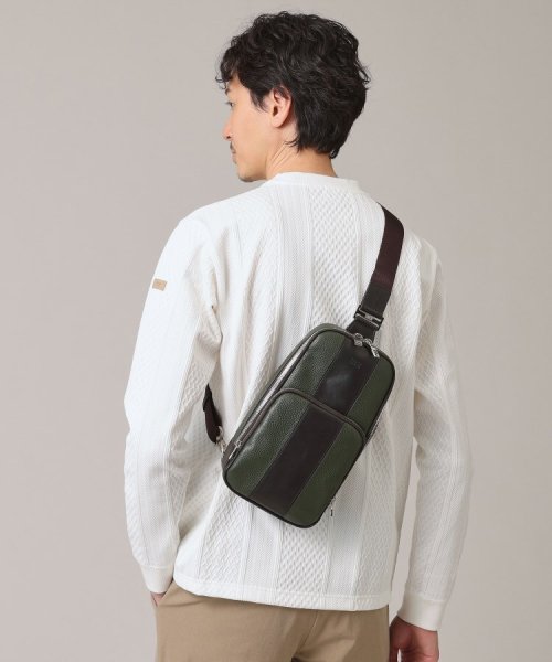 ラインブロッキング レザーワンショルダー 