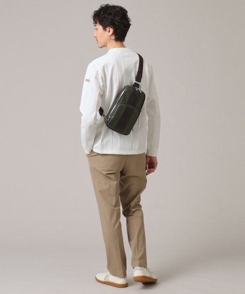 ラインブロッキング レザーワンショルダー 