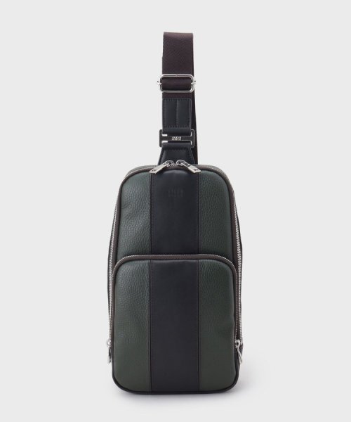 ラインブロッキング レザーワンショルダー 