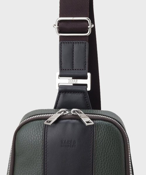 ラインブロッキング レザーワンショルダー 