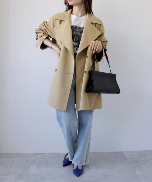 quaranciel:〈洗濯機可能〉バック フレア ミディ トレンチ コート quaranciel トレンチ コート 品番：614 ONE