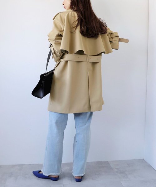 quaranciel:〈洗濯機可能〉バック フレア ミディ トレンチ コート quaranciel トレンチ コート 品番：614 ONE